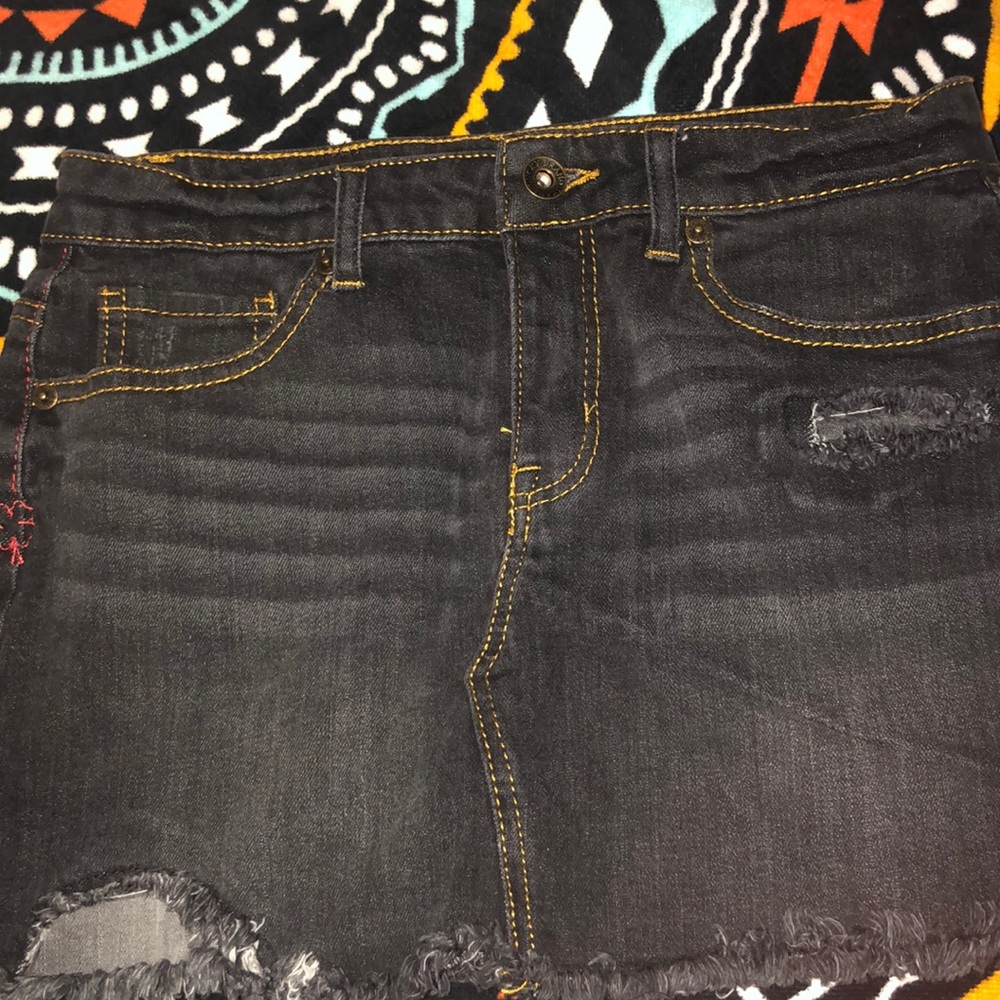 Black denim skirt